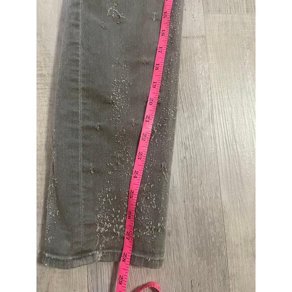 HUDSON Jeans Riley Crop Relaxed Straight Loden Green Destructed Jeans size 27 - Picture 15 of 15